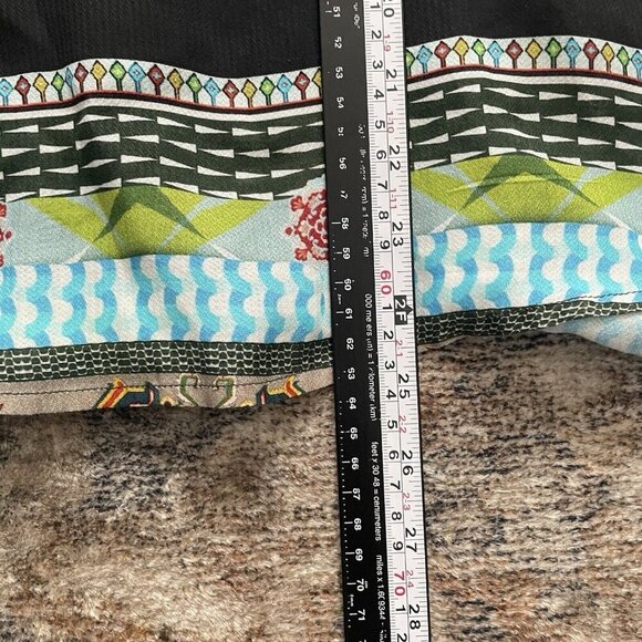 Desigual Sheer Chiffon Colorful Print Blouse Sz M Spain Boho Tribal Aztec Bishop - Picture 9 of 11